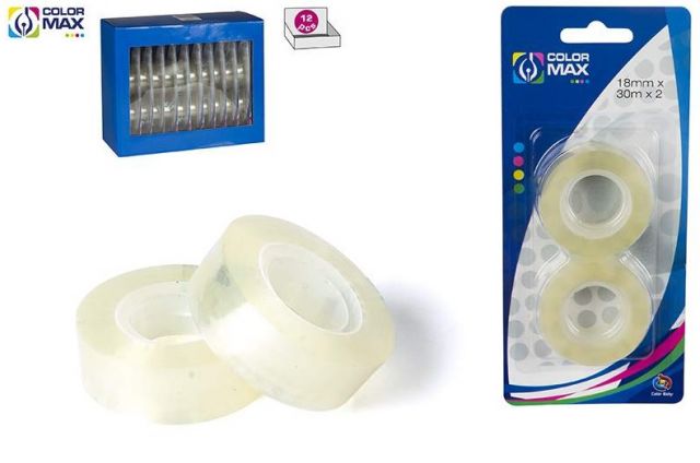 BLISTER 2 ROLLOS CINTA ADHESIVA TRANSPARENTE 18MMX