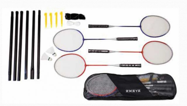 SET 4 RAQUETAS  BADMINTON. POSTES, RED,2 VOLANTES 