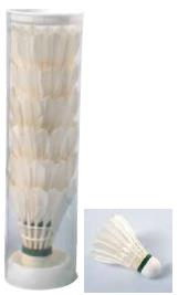 VOLANTE BADMINTON EN PLUMA NATURAL. BOTE PLASTICO