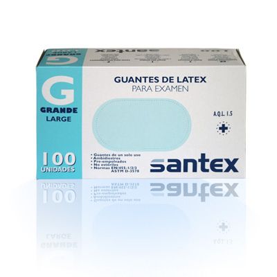 GUANTE LATEX C/POLVO T/G. 100 UD