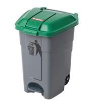 CUBO BASURA C/PEDAL Y RUEDAS 50 L. VERDE PLASTICO