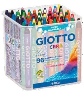GIOTTO CERA COLORES 96 UDS. LAVABLE. 90 MM LARGO