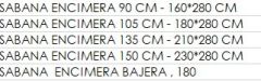 SABANA ENCIMERA 90 CM/160*280 CM. 50/50%. S/OPEL